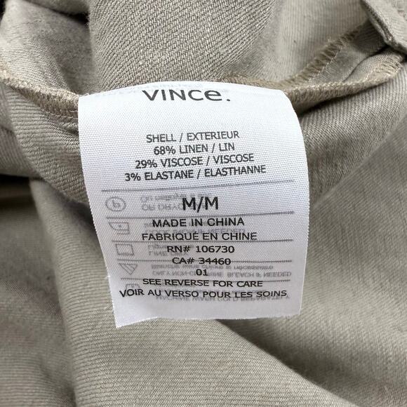 Vince Women's Linen Blend Cargo Shift Midi Dress Medium Sandbar Beige - Picture 10 of 14